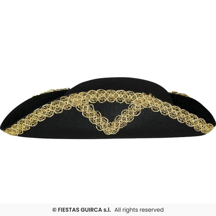 Guirca Sombrero Almirante Fieltro Infantil de color negro con ribete dorado en Dulcealmacen