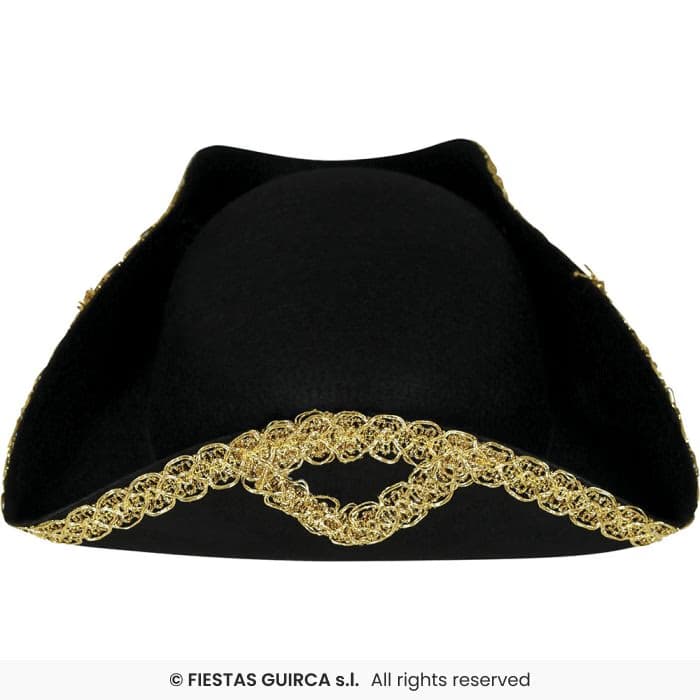Guirca Sombrero Almirante Fieltro Infantil de color negro con ribete dorado en Dulcealmacen