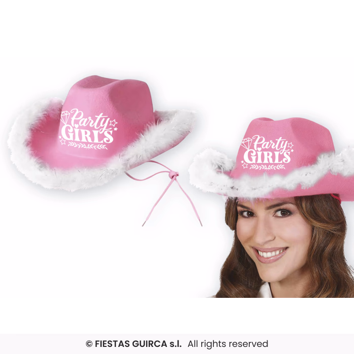 Guirca Gorro Cowboy Party Girls rosa para adulta en Dulcealmacen