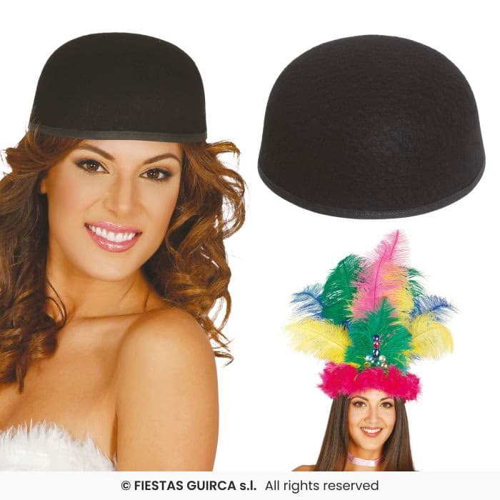Guirca Casquete Fieltro Negro Para Deco como base redonda para diseñar sombreros y tocados de fiesta en Dulcealmacen