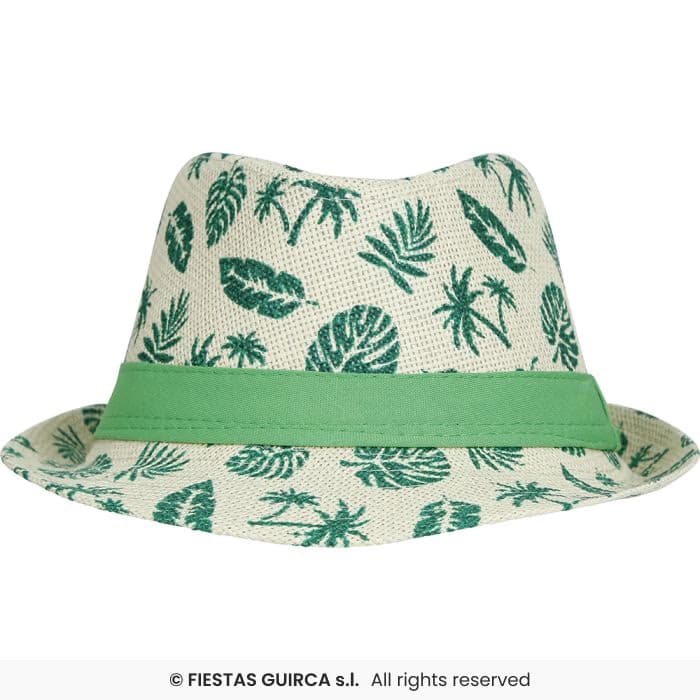Guirca Gorro Verano Hojas Infantil con estampado tropical de palmeras y hojas verdes en Dulcealmacen