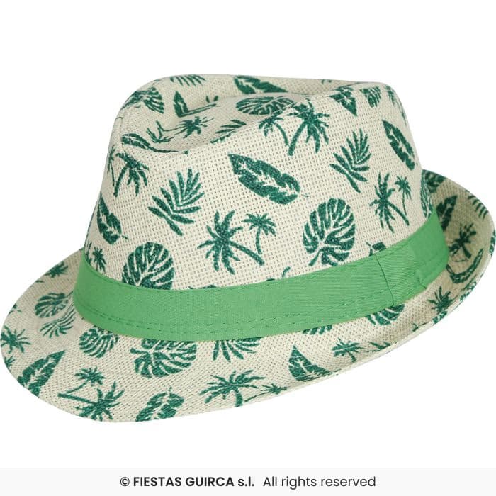 Guirca Gorro Verano Hojas Infantil con estampado tropical de palmeras y hojas verdes en Dulcealmacen