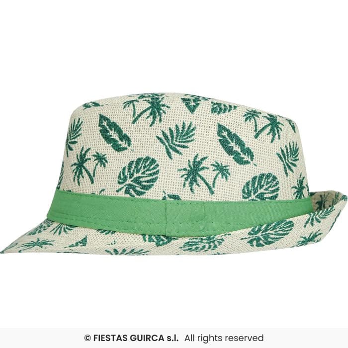 Guirca Gorro Verano Hojas Infantil con estampado tropical de palmeras y hojas verdes en Dulcealmacen