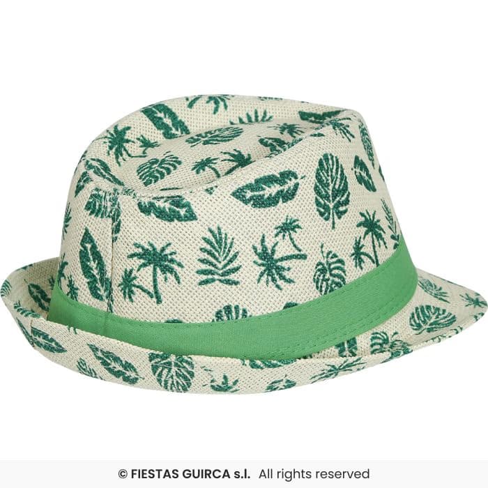 Guirca Gorro Verano Hojas Infantil con estampado tropical de palmeras y hojas verdes en Dulcealmacen