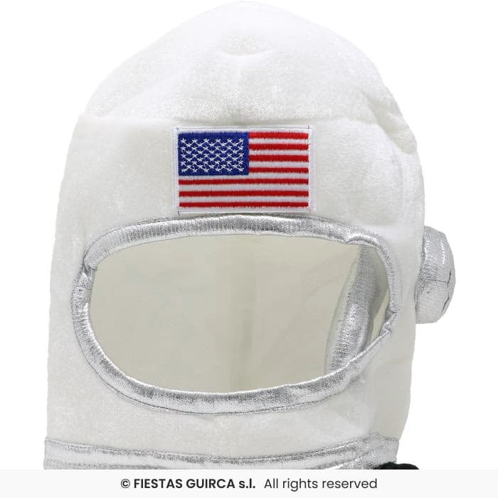 Guirca Casco Astronauta Tela Infantil con detalles plateados y bandera bordada en Dulcealmacen