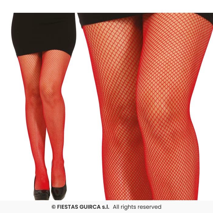 Guirca Pantys Malla Pequeña Roja medias de rejilla fina elástica para disfraces en Dulcealmacen