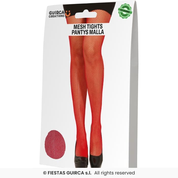 Guirca Pantys Malla Pequeña Roja medias de rejilla fina elástica para disfraces en Dulcealmacen