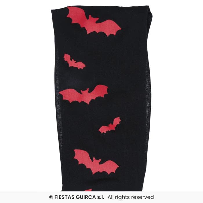 Guirca Pantys Murciélagos 3-6 Años medias negras con estampados de murciélagos rojos para disfraz infantil en Dulcealmacen