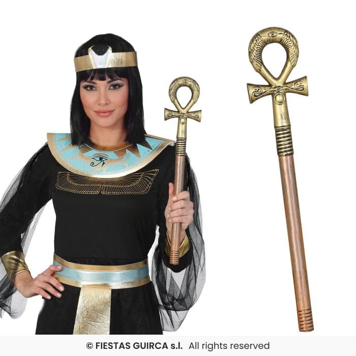 Guirca Cetro Egipcio Cruz de Ankh 50 cm para disfraces en Dulcealmacen