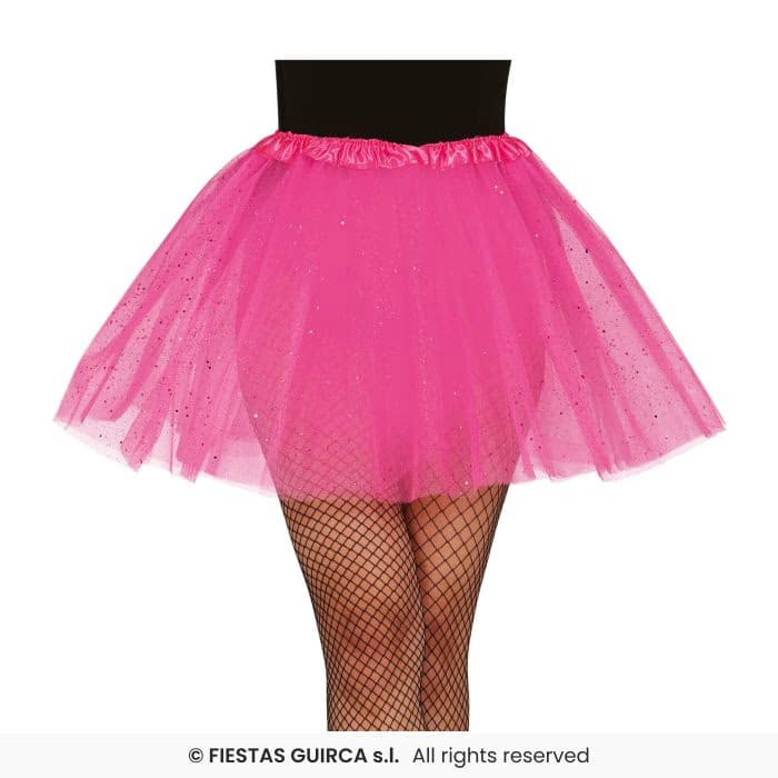 Guirca Tutu con Glitter Rosa 40 cm para disfraz en Dulcealmacen
