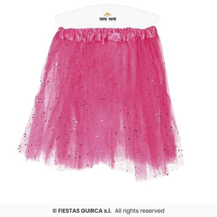 Guirca Tutu con Glitter Rosa 40 cm para disfraz en Dulcealmacen