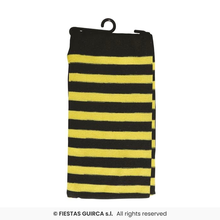 Guirca Pantys Amarillos Con Rayas 3-6 Años medias elásticas a rayas amarillas y negras para disfraz infantil en Dulcealmacen