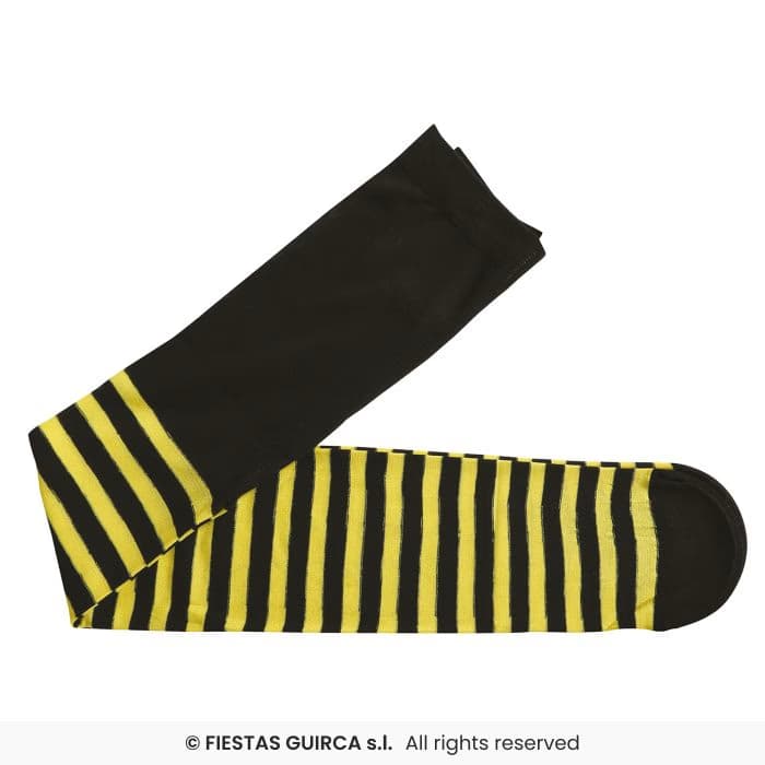 Guirca Pantys Amarillos Con Rayas 3-6 Años medias elásticas a rayas amarillas y negras para disfraz infantil en Dulcealmacen