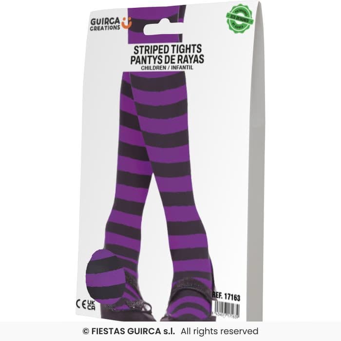 Guirca Pantys Lilas Rayas 3-6 Años medias elásticas infantiles a rayas moradas y negras para disfraz en Dulcealmacen