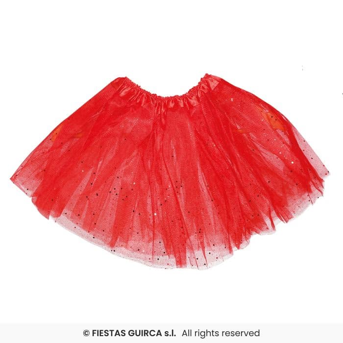 Guirca Tutu con Glitter Infantil Rojo 30 cm para disfraz en Dulcealmacen