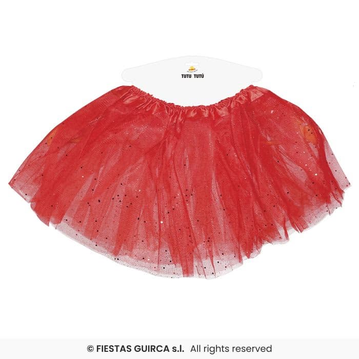 Guirca Tutu con Glitter Infantil Rojo 30 cm para disfraz en Dulcealmacen