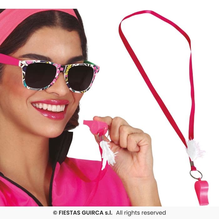 Guirca Silbato Rosa con Cinta y detalle decorativo para disfraces en Dulcealmacen