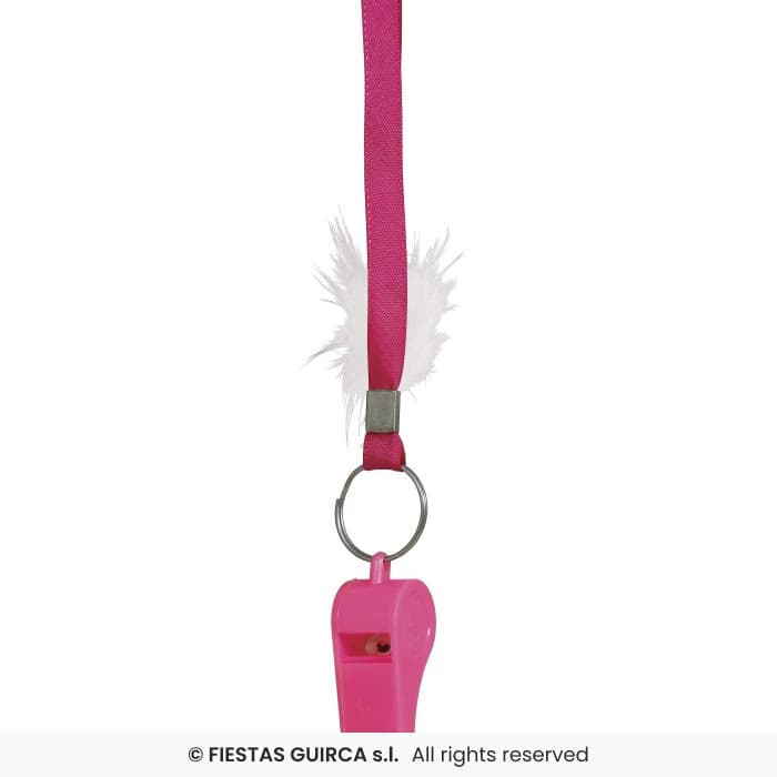 Guirca Silbato Rosa con Cinta y detalle decorativo para disfraces en Dulcealmacen