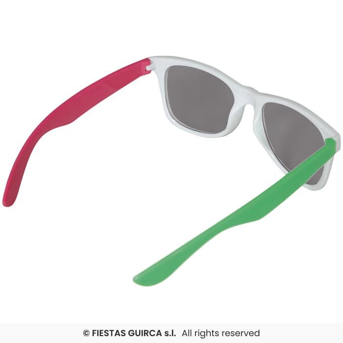 Guirca Gafas Exotic con estampado tropical y patillas de colores para disfraces en Dulcealmacen
