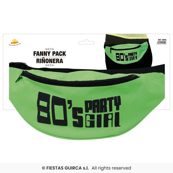 Guirca Riñonera de Cintura Verde 80s de color neón para disfraces en Dulcealmacen