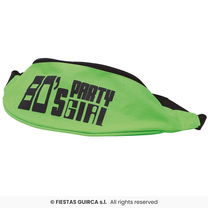 Guirca Riñonera de Cintura Verde 80s de color neón para disfraces en Dulcealmacen