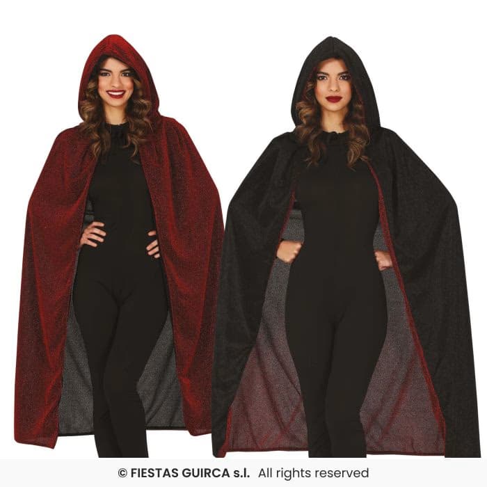 Guirca Capa Roja Brillante y Capucha 120 cm para disfraces en Dulcealmacen