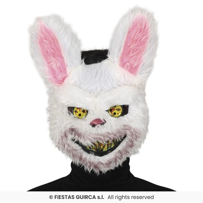 Guirca Máscara Conejo Terror Con Pelo PVC para disfraces de Halloween en Dulcealmacen