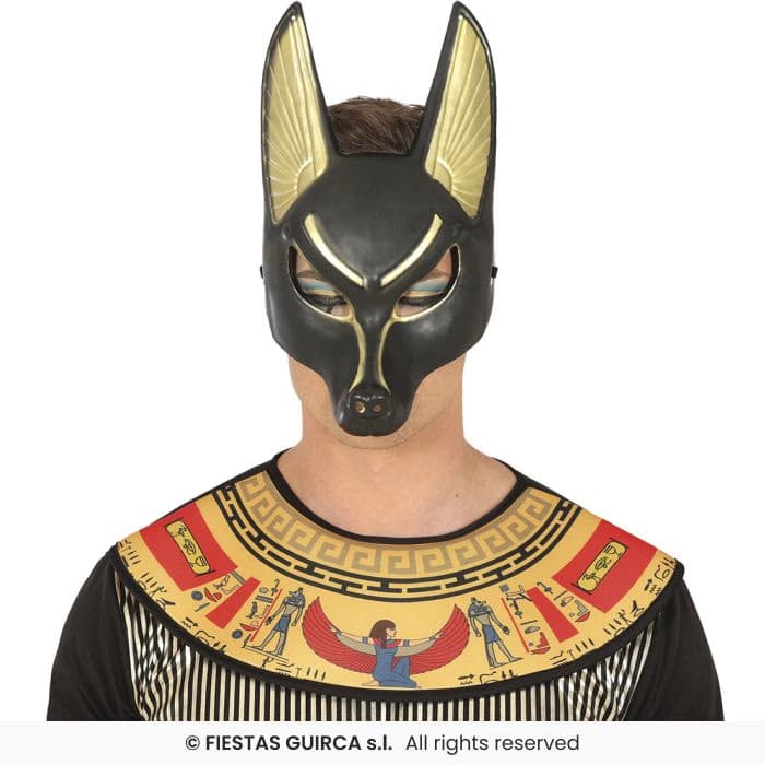 Guirca Máscara Anubis PVC Adulto de color negro y dorado para disfraces en Dulcealmacen
