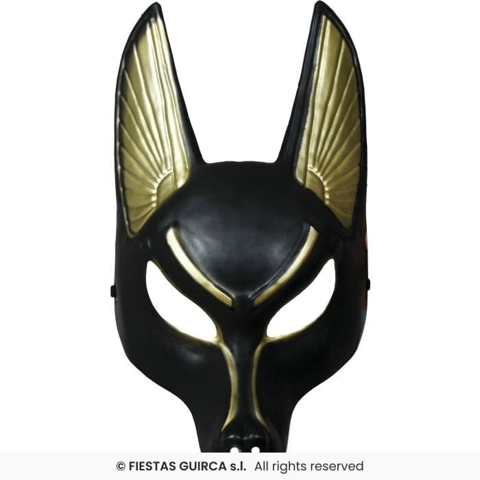 Guirca Máscara Anubis PVC Adulto de color negro y dorado para disfraces en Dulcealmacen