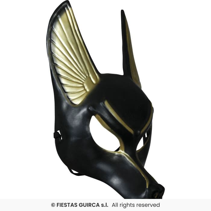 Guirca Máscara Anubis PVC Adulto de color negro y dorado para disfraces en Dulcealmacen