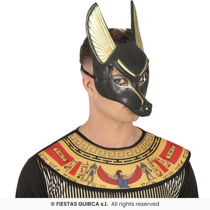 Guirca Máscara Anubis PVC Adulto de color negro y dorado para disfraces en Dulcealmacen