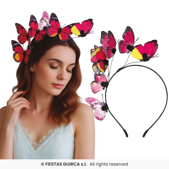 Guirca Diadema Mariposas con figuras de colores en Dulcealmacen