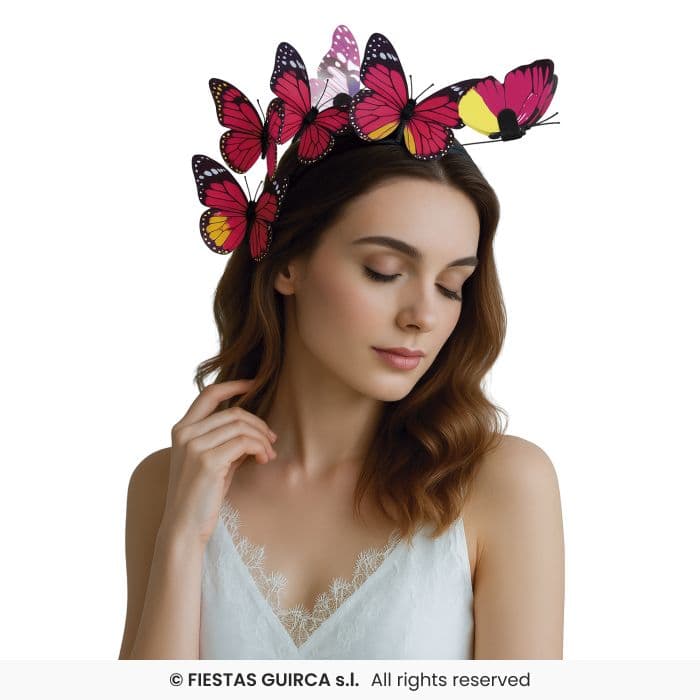 Guirca Diadema Mariposas con figuras de colores en Dulcealmacen