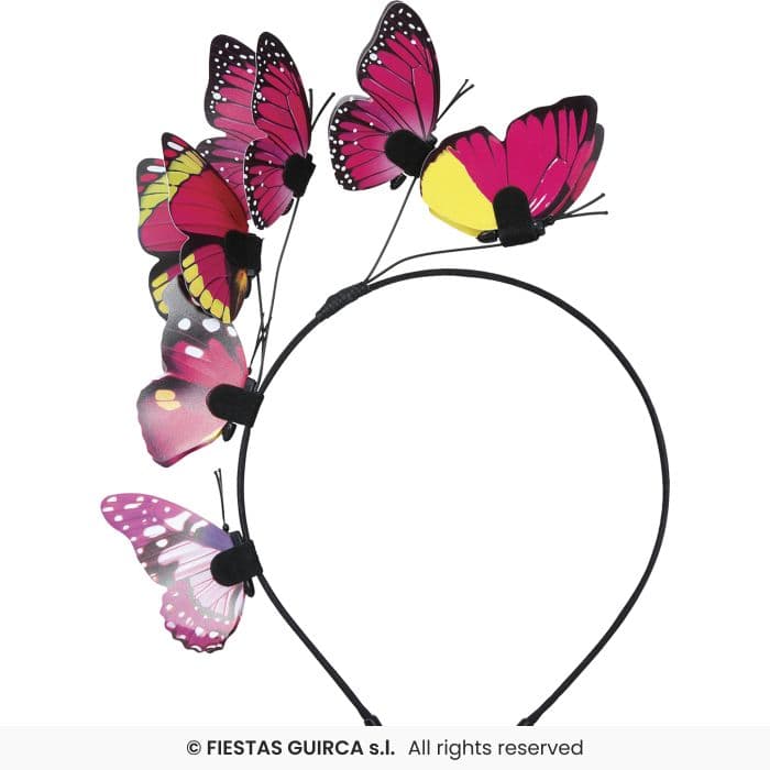 Guirca Diadema Mariposas con figuras de colores en Dulcealmacen