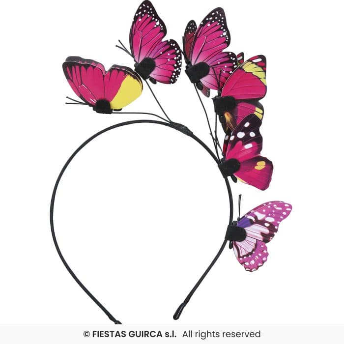 Guirca Diadema Mariposas con figuras de colores en Dulcealmacen
