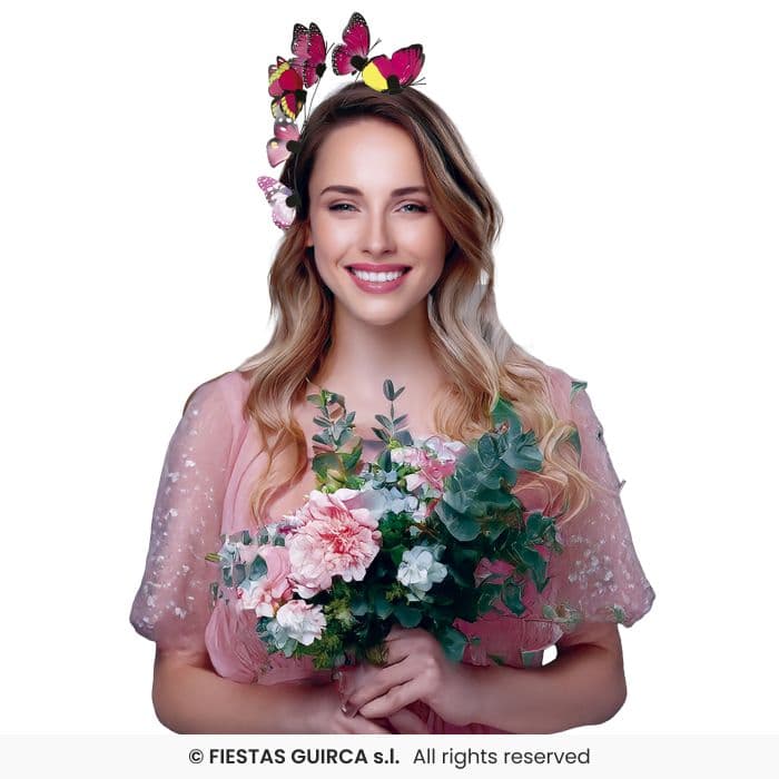 Guirca Diadema Mariposas con figuras de colores en Dulcealmacen