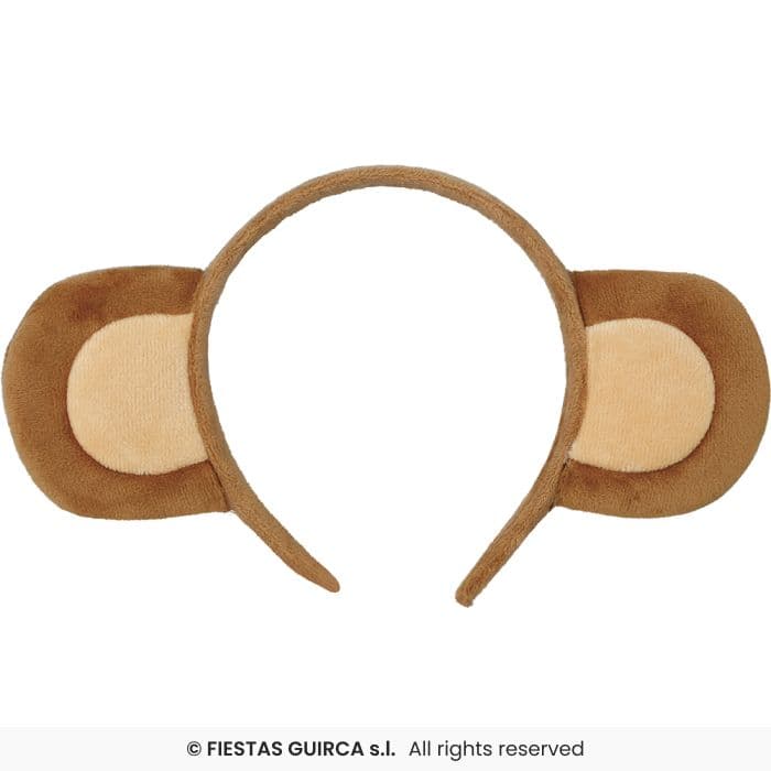 Guirca Diadema Mono con orejas de felpa marrón para disfraz en Dulcealmacen