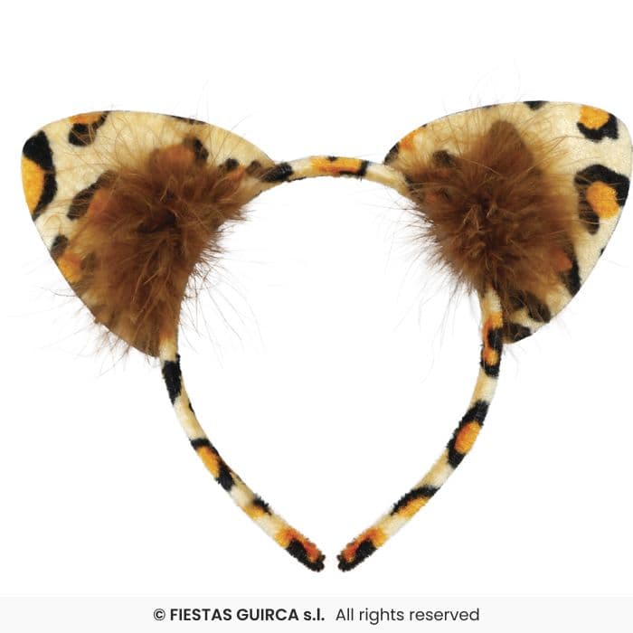 Guirca Diadema Leopardo con orejas de animal para disfraz en Dulcealmacen