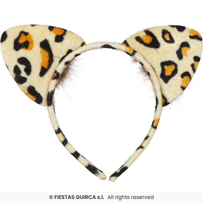 Guirca Diadema Leopardo con orejas de animal para disfraz en Dulcealmacen