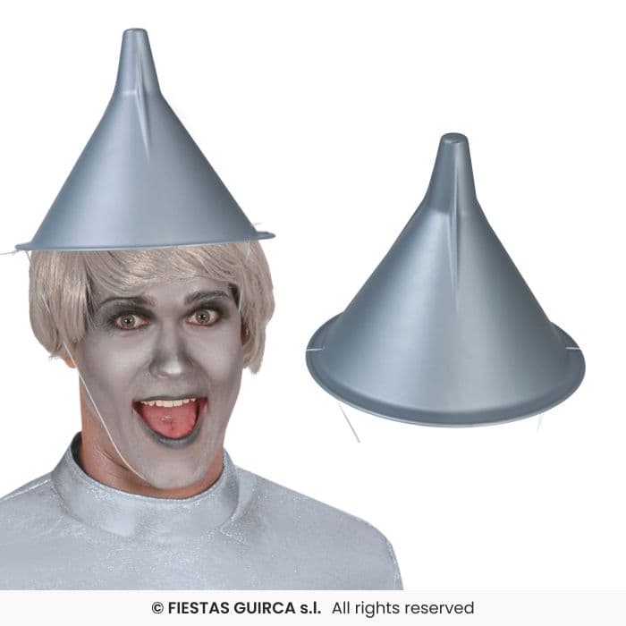 Guirca Gorro Embudo Pvc de color plateado para disfraz en Dulcealmacen