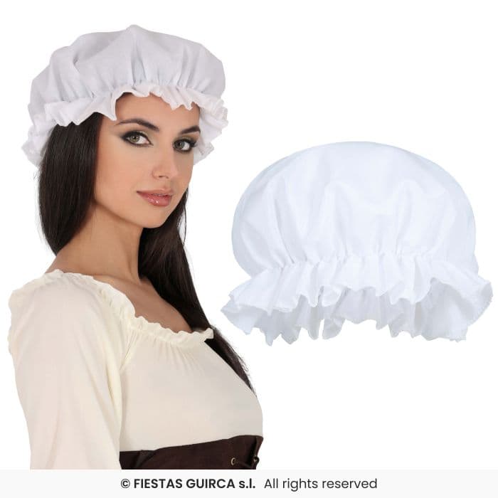 Guirca Gorro Sirvienta Adulto cofia blanca para disfraz en Dulcealmacen