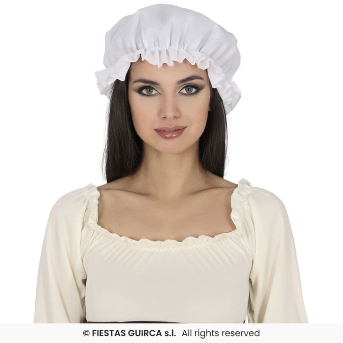 Guirca Gorro Sirvienta Adulto cofia blanca para disfraz en Dulcealmacen