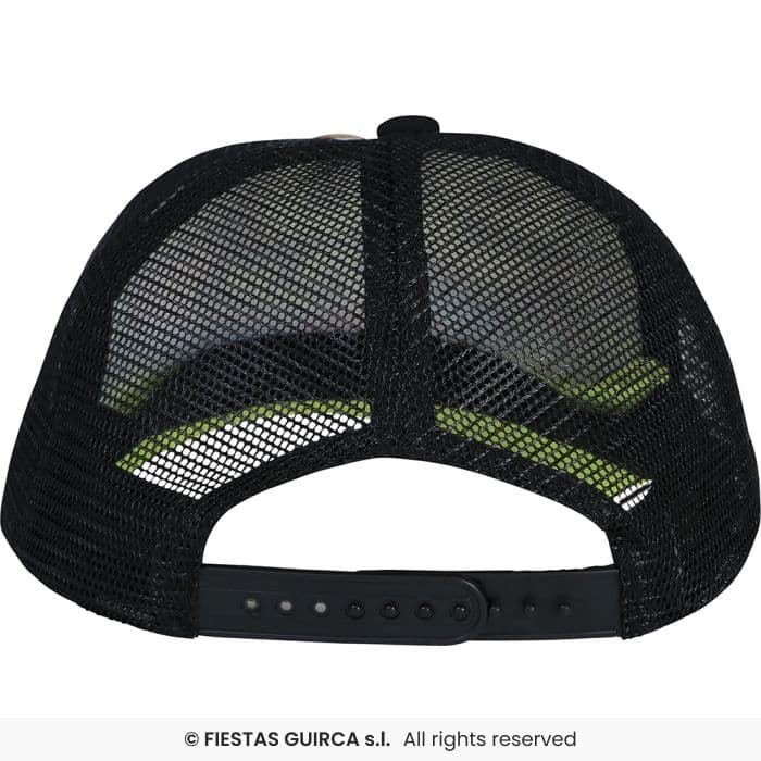 Guirca Gorra Años '90 con visera verde y estampado retro para disfraz en Dulcealmacen