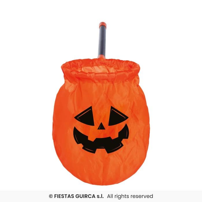 Guirca Cesta Calabaza con Palo 50 cms para caramelos en Dulcealmacen