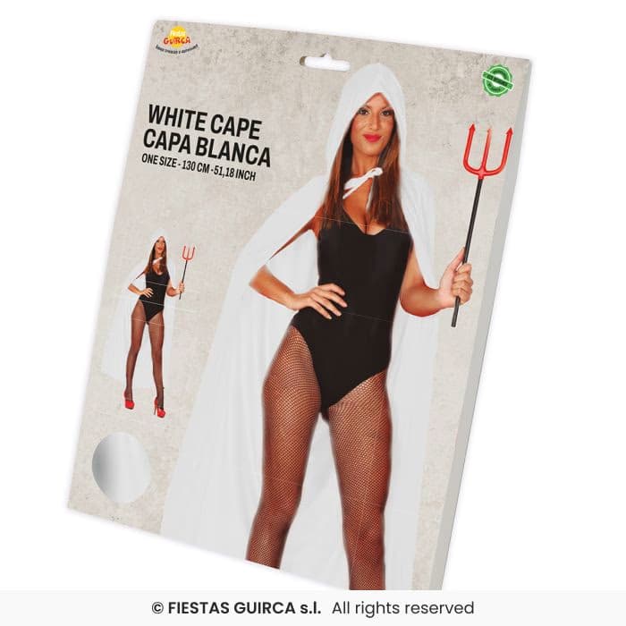 Guirca Capa con Capucha Terciopelo Blanca 130 cm para disfraz en Dulcealmacen