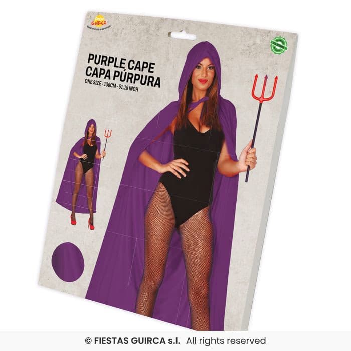 Guirca Capa Púrpura con Capucha Terciopelo 130 cm para disfraz en Dulcealmacen