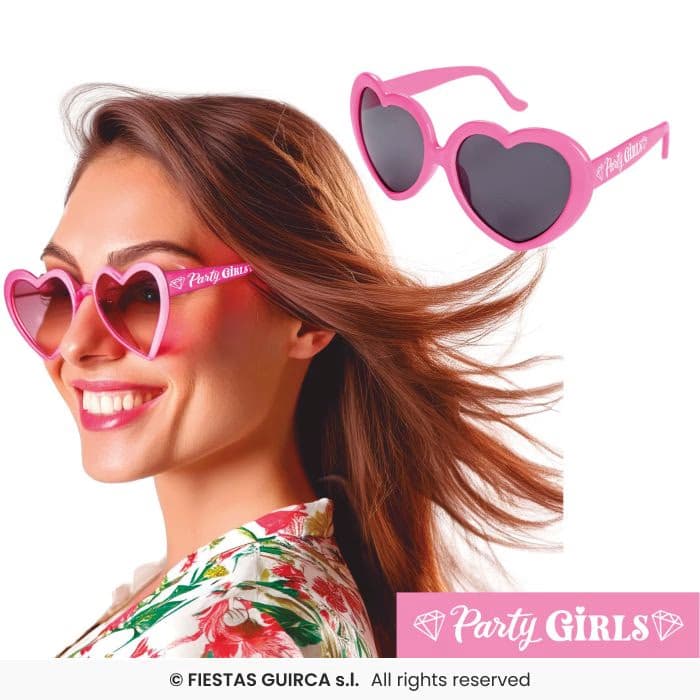Guirca Gafas Corazón Party Girls de color rosa para fiestas y disfraces en Dulcealmacen