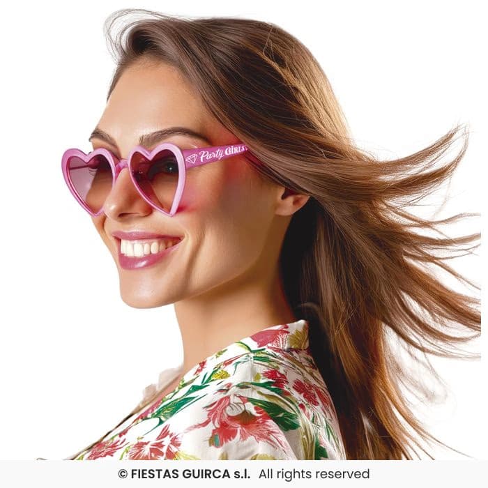 Guirca Gafas Corazón Party Girls de color rosa para fiestas y disfraces en Dulcealmacen