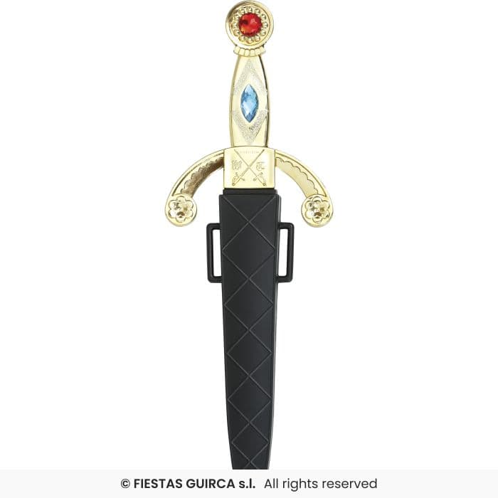 Guirca Daga Medieval Con Funda 26 cm puñal de juguete dorado para disfraz en Dulcealmacen