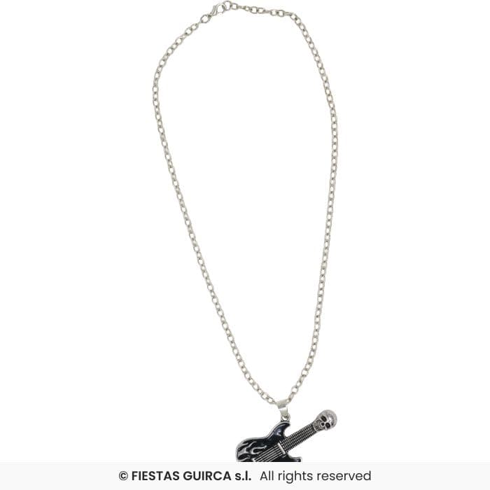 Guirca Collar Guitarra Electrica Metal 5 cm colgante rockero con cadena para disfraces en Dulcealmacen
